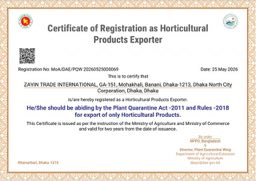 Horticulture Export Registration document